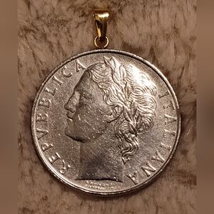 NWT! QVC L100 1973 Repvbblica Italiana Coin Pendant